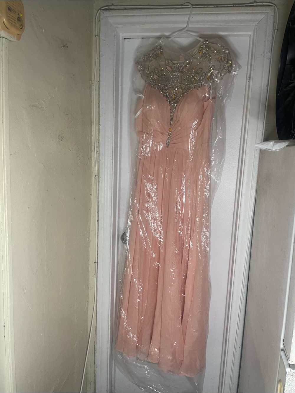Terani Couture 14 Blush Pink Beaded Neckline Prom Gown